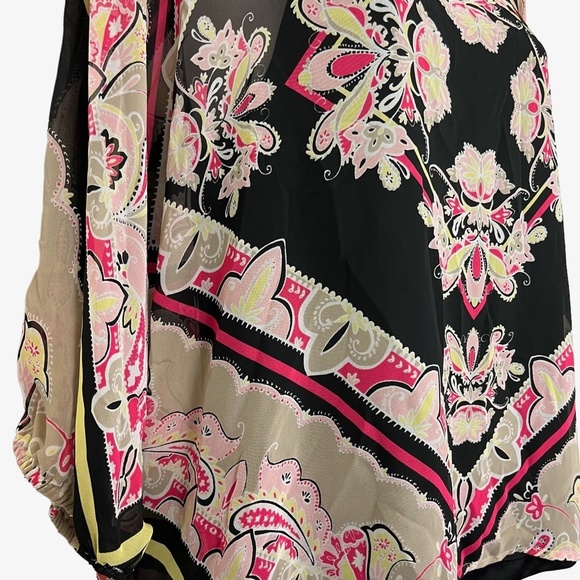 DANA BUCHMAN Oversized Top Black Pink Dolman Sleeve Lined Flowy Top Shirt sz M - Picture 9 of 16